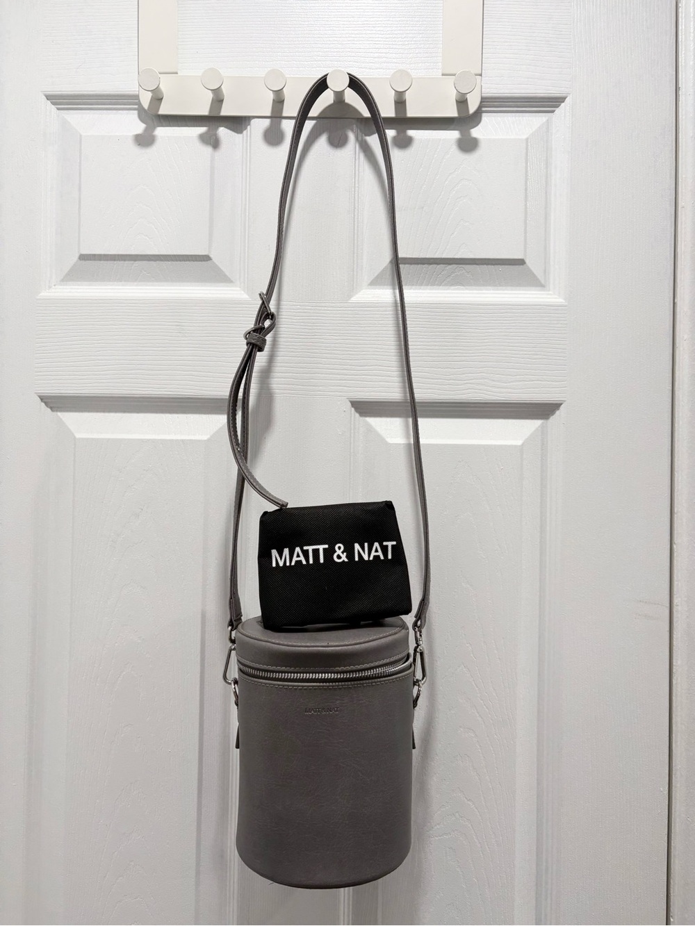 Matt & Nat Grey Cylinder Crossbody Purse